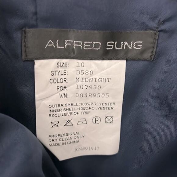 Alfred Sung Navy Blue Strapless High Low Dress Women’s size 10 - Picture 3 of 4